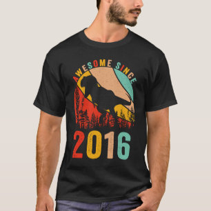 Camiseta 7 Bday Dinossaur T Rex Boys Retro Incrível Desde 2
