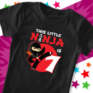 Camiseta 7 Birthday, 7 Anos Festa Crianças Pequenas Ninja 7