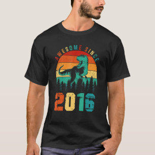 Camiseta 7 Birthday Boys Incrível Desde 2016 Menino Dinossa