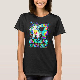 Camiseta 7 Birthday Colorful Tie Dye 7 Anos Unicorn G