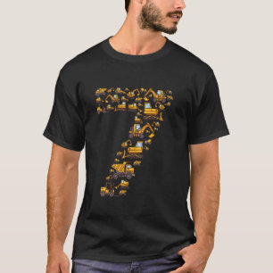 Camiseta 7 Birthday Construction Truck - Escavador Bulldo