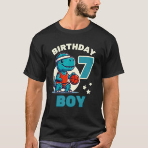 Camiseta 7 Birthday dinossaur Basball Boy 7 anos