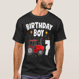 Camiseta 7 Birthday Fazenda Trator Sete Anos de Idade