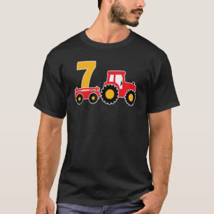 Camiseta 7 Birthday Fazenda Trator Theme Farmer Boy 7 Anos