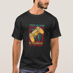 Camiseta 7 Birthday Gamer Party Boy Vintage Retro 7 Y