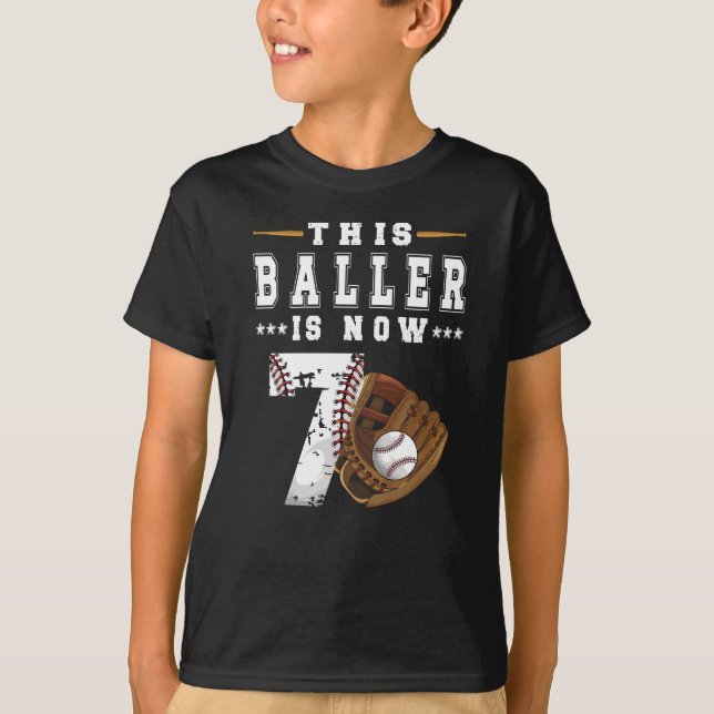 Camiseta 7 Birthday Gift Baseball Player de 7 anos (Frente)