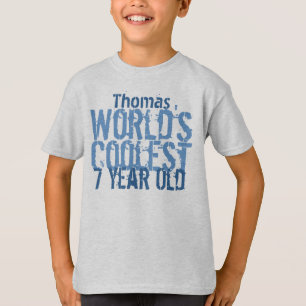 Camiseta 7 Birthday Gift World's Fresco de 7 anos V11