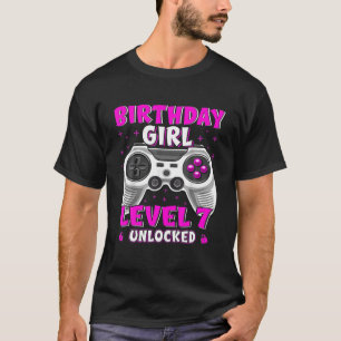 Camiseta 7 Birthday Girl Level 7 Unlocked Video Game Seve