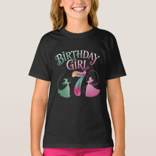 Camiseta 7 Birthday Girl Witthday Green 7 Anos Princesa Ros