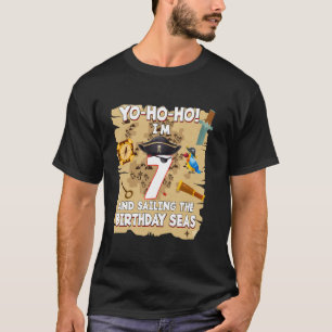Camiseta 7 Birthday Pirate Boys Festa de aniversário 7 Anos