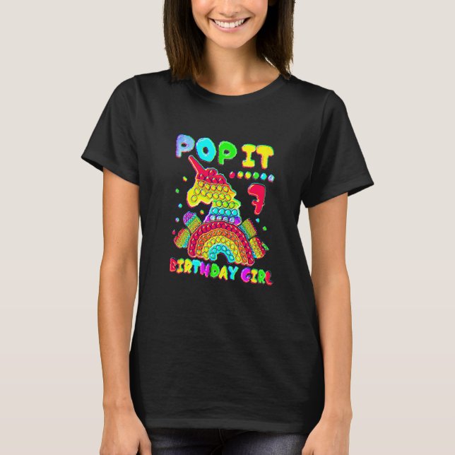 Camiseta 7 Birthday Rapariga Pop Do Fidget Brinquedo De 7 A (Frente)