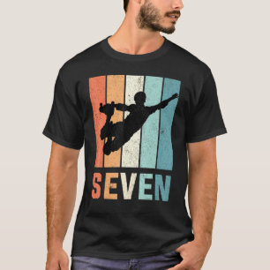 Camiseta 7 Birthday Retro Roller Skating Boys Rapariga 7 An
