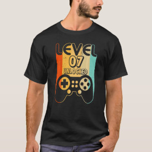 Camiseta 7 Birthday Shirt Boys Nível 7 Desbloqueados