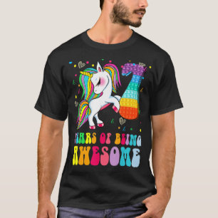 Camiseta 7 Birthday Unicorn Fidget Pop It Birthday Girl 7