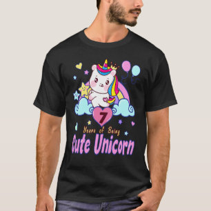 Camiseta 7 Birthday Unicorn Outfit, 7 Anos De Bonito