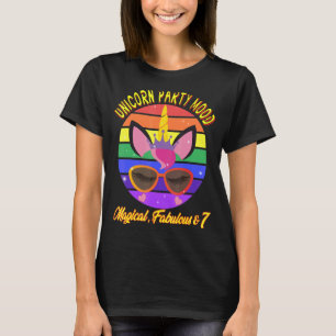 Camiseta 7 Birthday Unicorn Party Mood Magical Fabuloso A