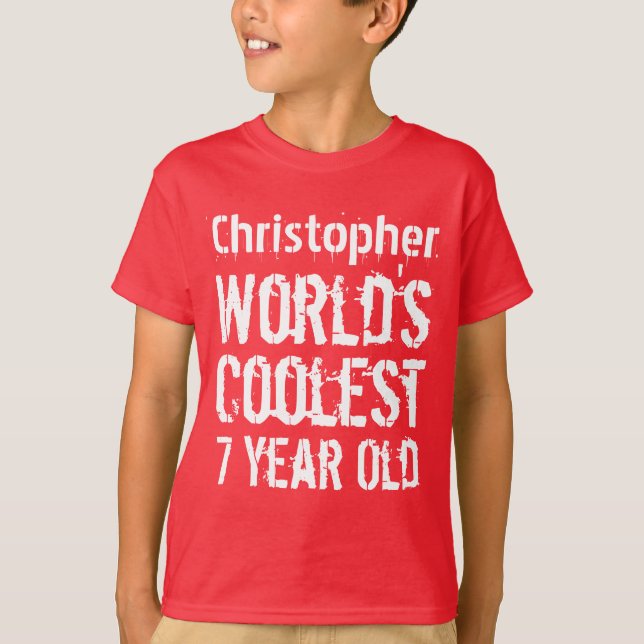 Camiseta 7 Birthday World's Coolest 7 Year Old RED 2 (Frente)