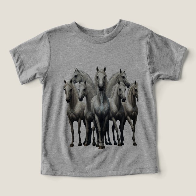 Camiseta 7 cavalos brancos sortudos (Design frontal)