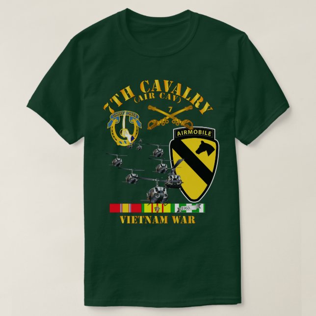Camiseta 7 Cavalry Air Cav 1rua Cav Division w SVC (Frente do Design)