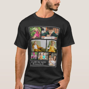 Camiseta 7 Colagem Fotográfica Amo-Te Pai Preto