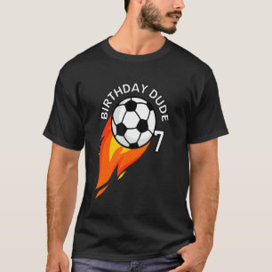 Camiseta 7 de 7 anos, Aniversário do Duo Flame Soccer Party