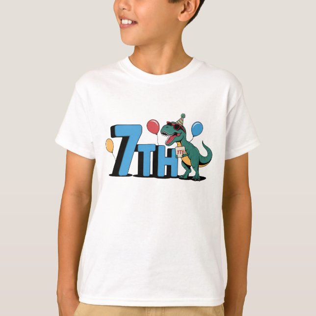 Camiseta 7 de aniversário com Dino (Frente)