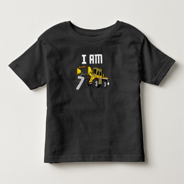 Camiseta 7 de aniversário Construção de escavador com 7 ano (Frente)