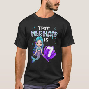 Camiseta 7 de Aniversário Da Sereia Esta Sereia É De 7 Anos
