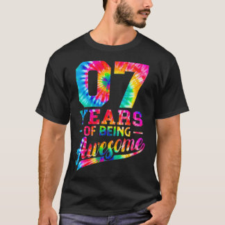Camiseta 7 de Aniversário De 7 Anos Tie Dye Sendo Incrível