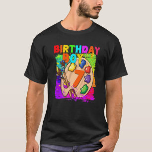 Camiseta 7 Engraçado Pintura De Rapaz De Aniversário No Dia