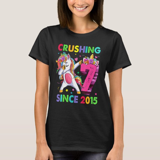 Camiseta 7 Esmagando Desde 2015 Dabbing Unicorn 7 Birth (Frente)