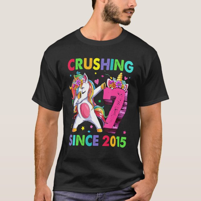Camiseta 7 Esmagando Desde 2015 Dabbing Unicorn 7 Birth (Frente)