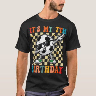 Camiseta 7 Futebol É Meu 7º Aniversário Meninos Jogador de