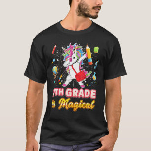 Camiseta 7 Grau É Mágico Dabbing Unicorn de volta à escola