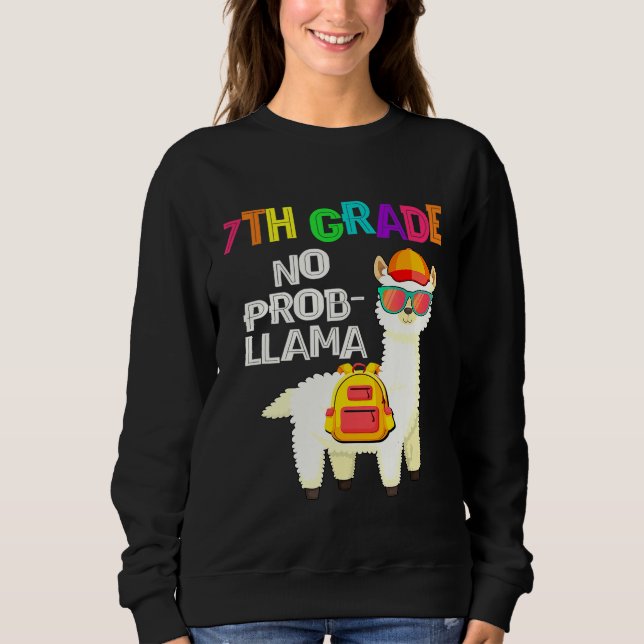 Camiseta 7 Grau Sem Prob Llama Primeiro Dia Da Escola (Frente)