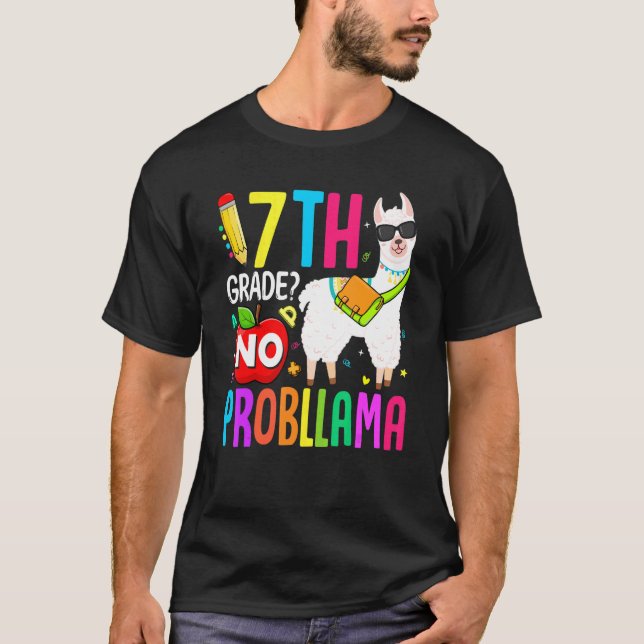 Camiseta 7 Grau Sem Prob Llama Primeiro Dia de Professores (Frente)
