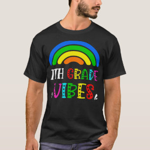 Camiseta 7 Grau Vibes Arco-Íris de Volta às Crianças Escola