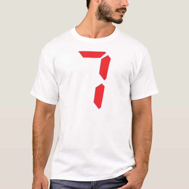 Camiseta 7 número digital do despertador de sete vermelhos (Frente)