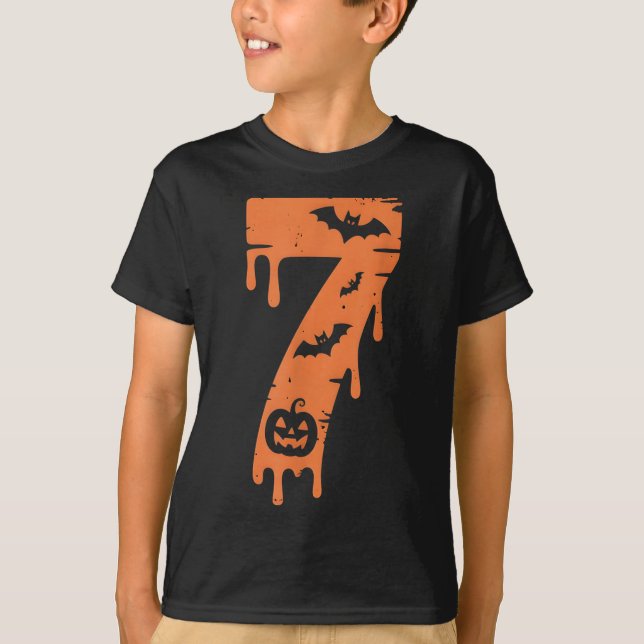 Camiseta 7 Número Meme 67 Seis Sete Halloween  (Frente)