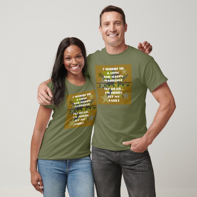 Camiseta 7 palavras para um Casamento longo e feliz - perso (Unisex)