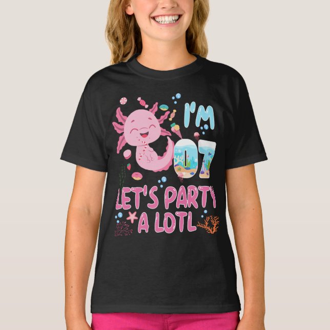 Camiseta 7 sou 7 Aniversário Garota Axolotl Dons (Frente)