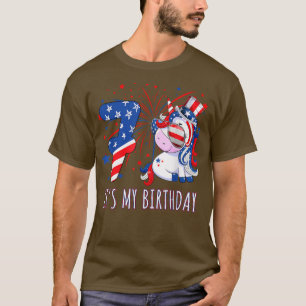 Camiseta 7 Unicorn Aniversário No Dia 4 De Julho Garota 7 A