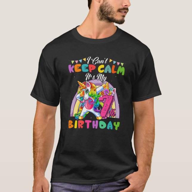 Camiseta 7 Year Old I Can't Keep Calm It's My 7Th Birthday (Frente)