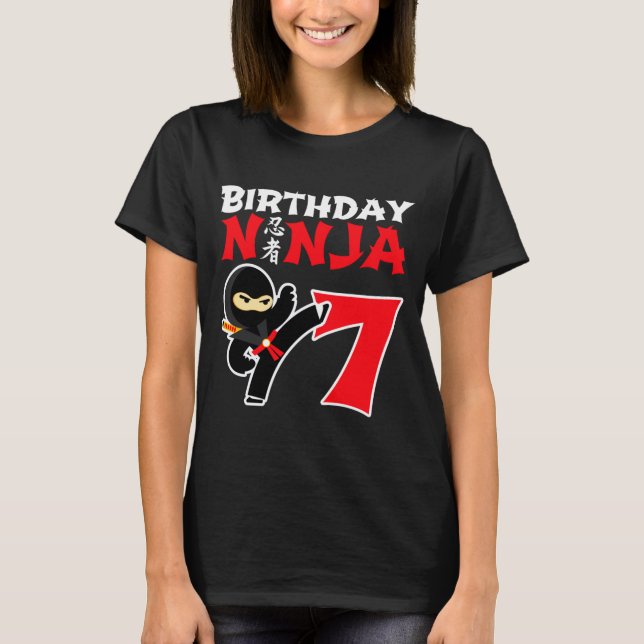 Camiseta 7 Year Old Karate Ninja Party Kids 7th Birthday T  (Frente)