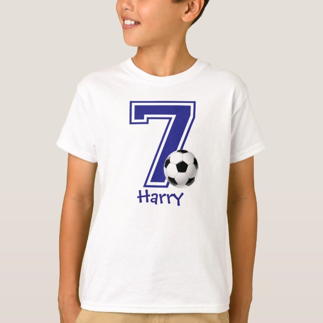 Camiseta 7o Futebol do menino do aniversário personalizado (Frente)