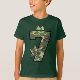 Camiseta 7o Nome feito sob encomenda V01 de Camo do menino