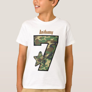 Camiseta 7o Nome feito sob encomenda V01A de Camo do menino