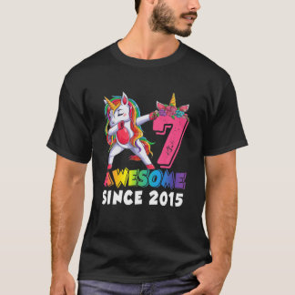 Camiseta 7Th Birthday Dabbing Unicorn Party Gift 7 Years Ol