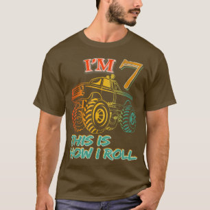 Camiseta 7th Birthday Gifts I'm 7 This Is How I Roll Monste