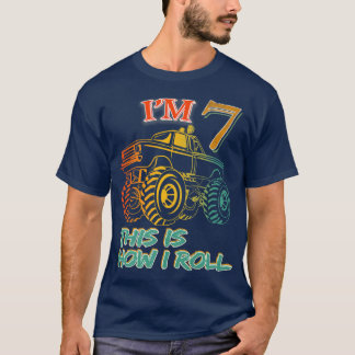 Camiseta 7th Birthday Gifts I'm 7 This Is How I Roll Monste